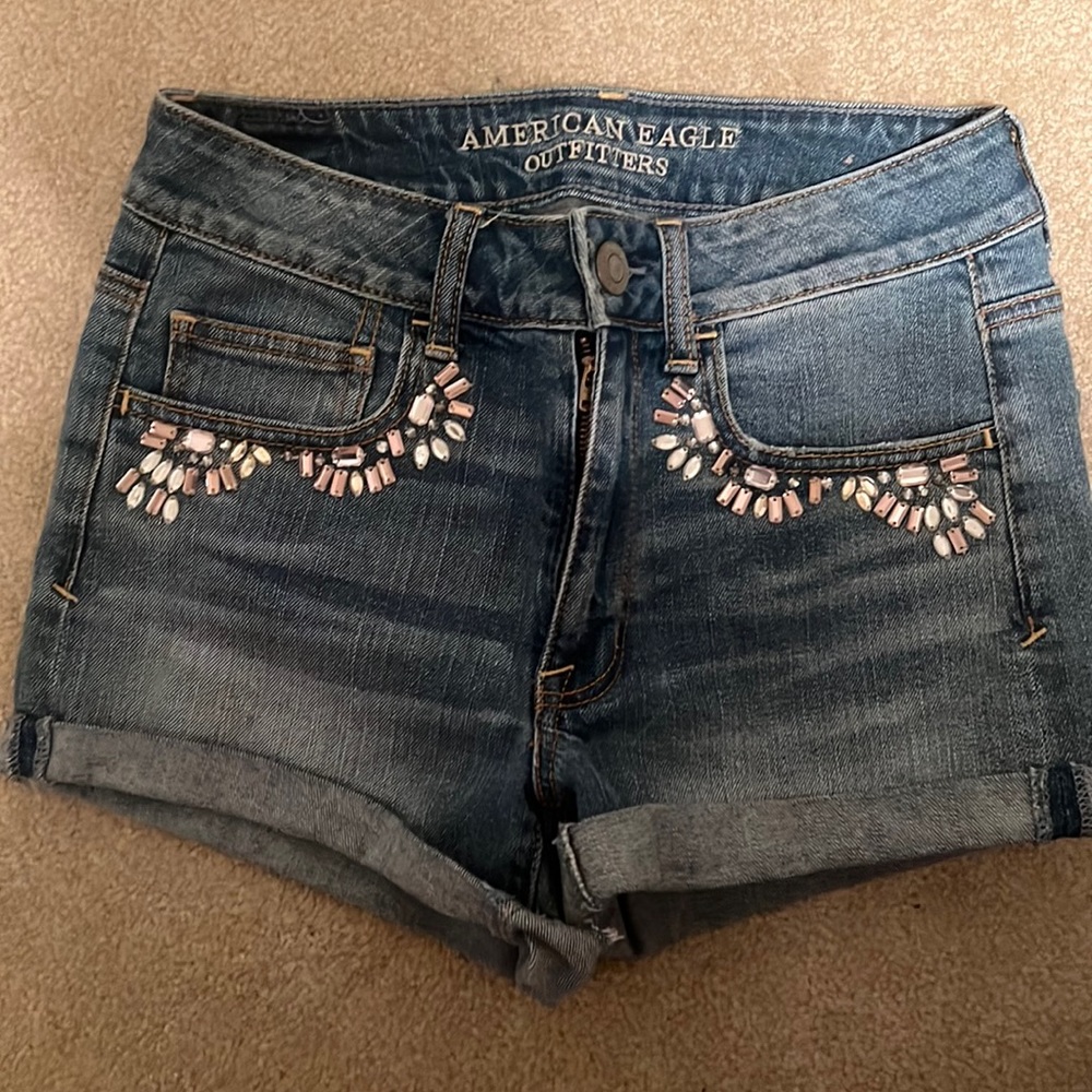 AE jean shorts with jewels